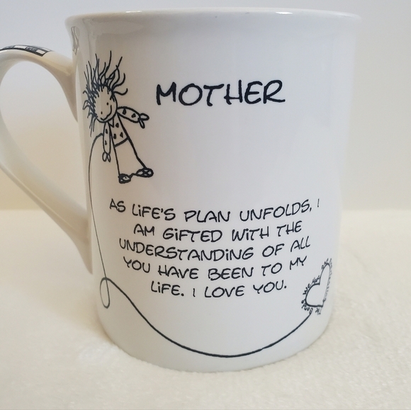 𝅺ENESCO Mother Glossy White Black Coffee Cup Mug 16 Oz - Picture 6 of 14